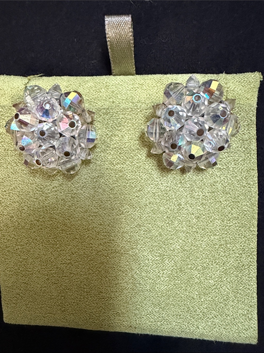 Laguna B Crystal Aurora Cluster Clip-On Earrings